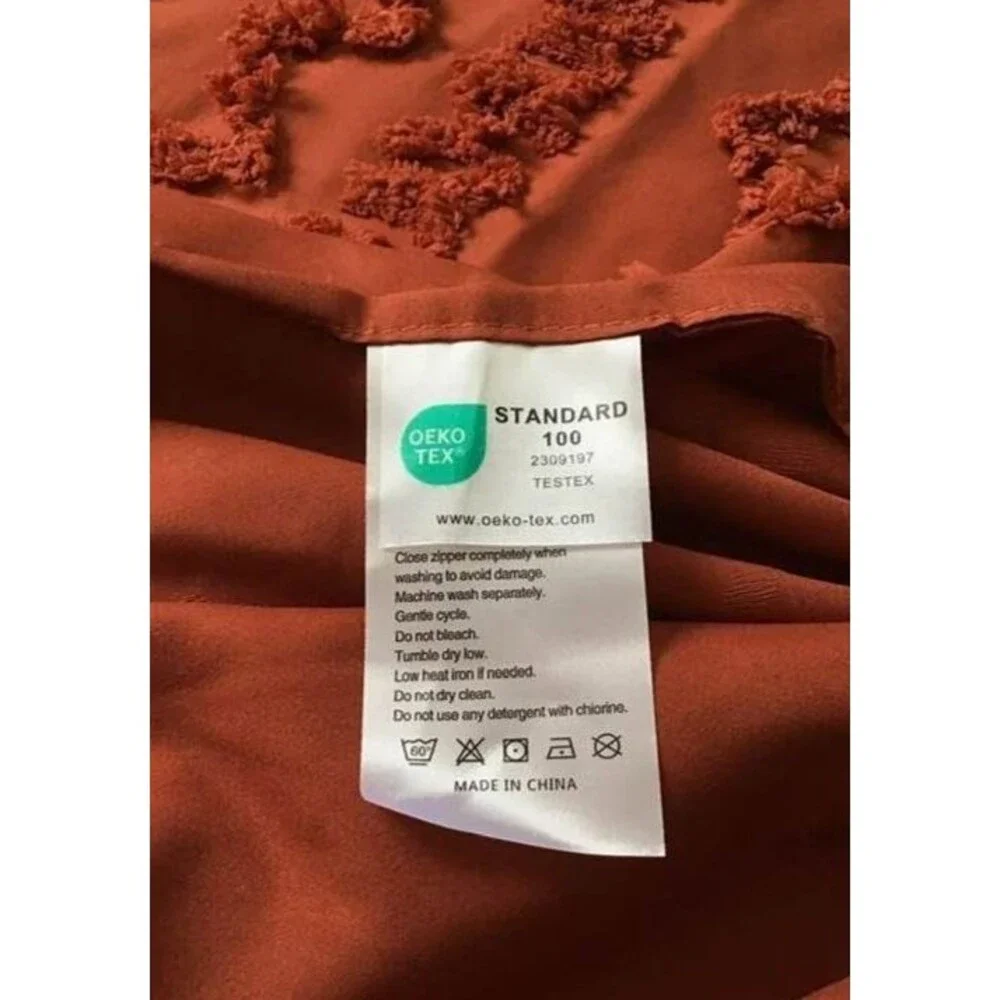 Oeko Tex Standard 100 Tufted Full Queen Duvet Cover Bed Rust Chenille Diamond 3